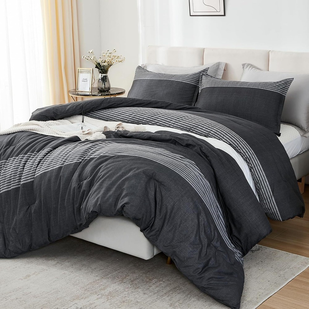 Litanika Full Size Comforter Sets Black White Grey - 3 Full,