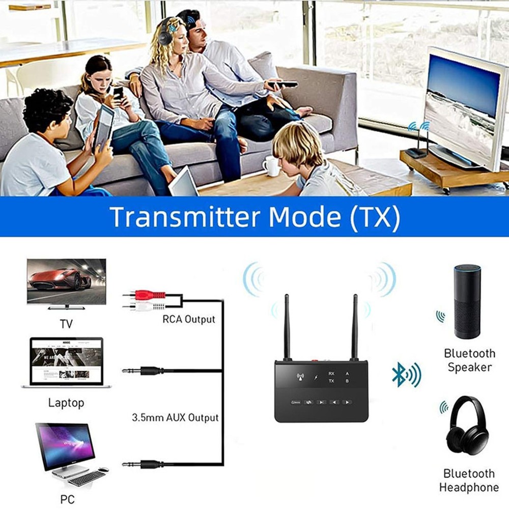 Bluetooth 5.0 RCA Transmitter Receiver Audio Adapter Converter 3.5mm AUX Jack A