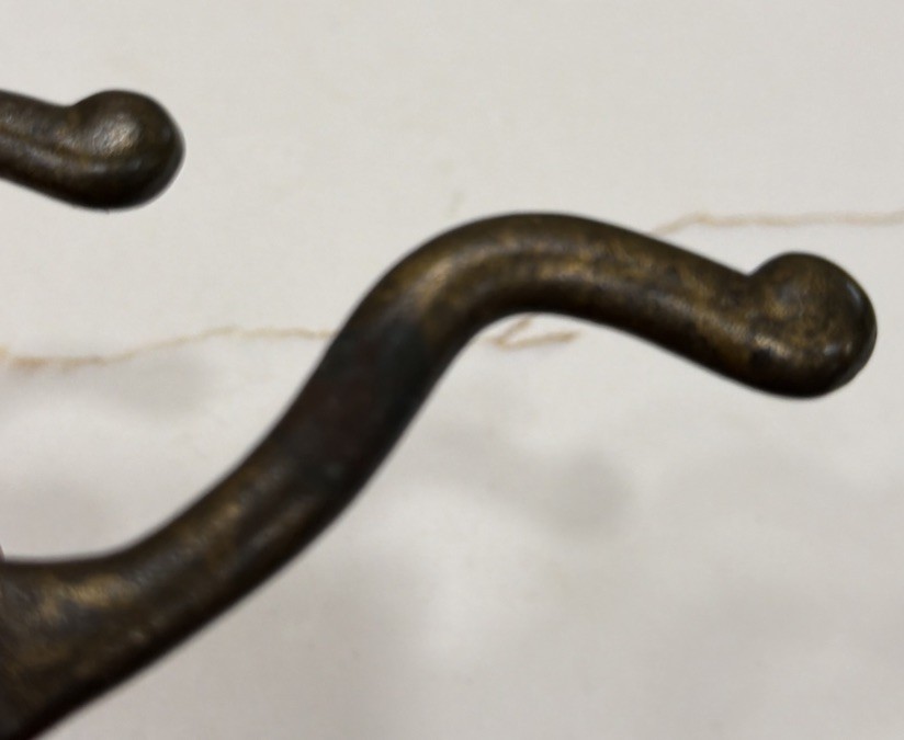Single Cast Iron Double Hooks Round Tips Coat Hat Salvage Hardware 3”