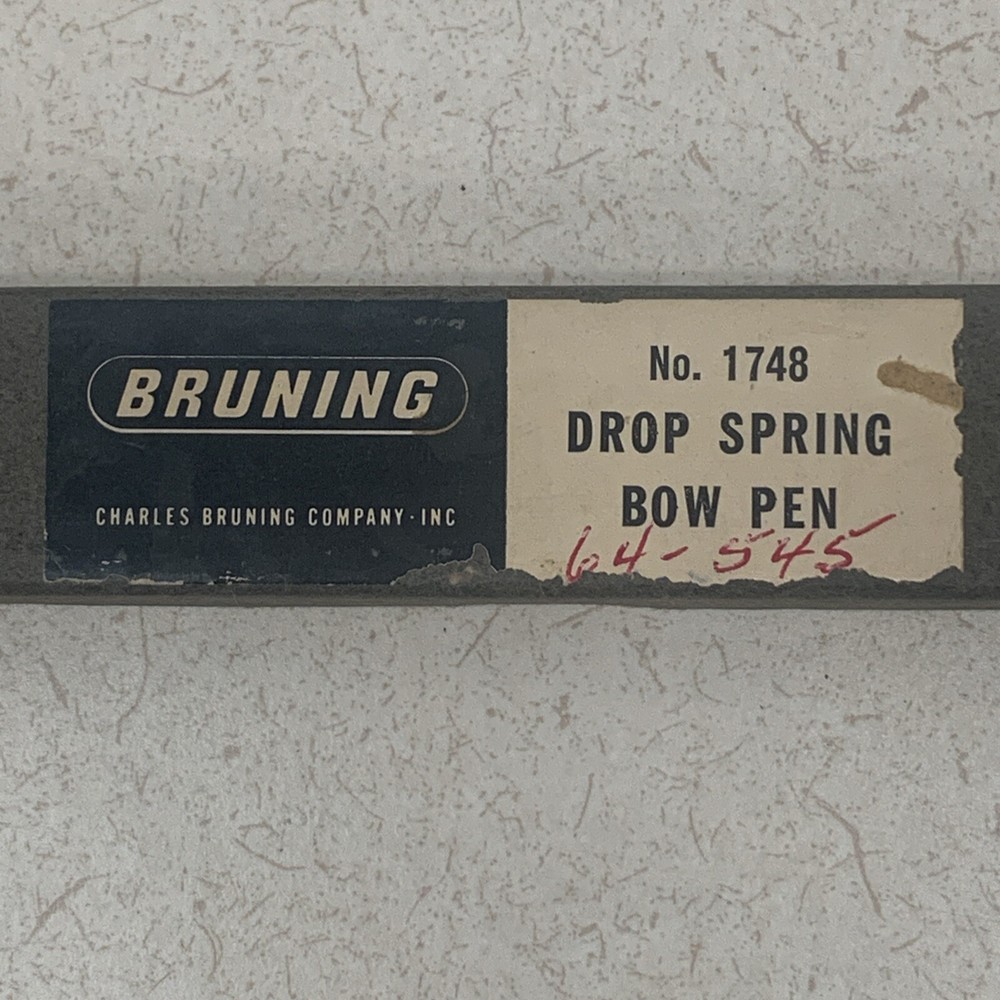 Vintage Bruning # 1748 Drop Spring Bow Pen Germany Drafting Engineer Tool RARE!