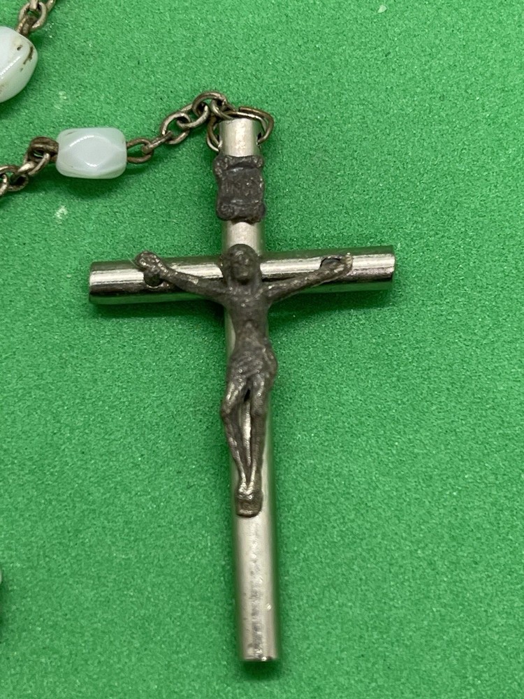 Vintage Made In Italy Rosary White Sculpted Beads Smaller Beading Dainty