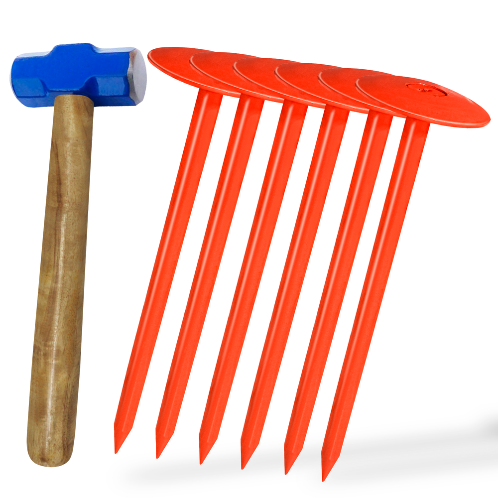 FEBTECH-SepticTank Marker for Property line Markers-2.7"x10" Pack of 6+1 Hammer