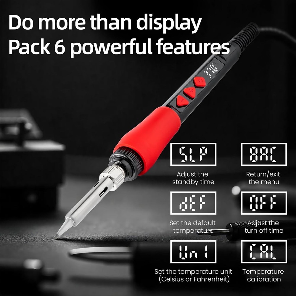 60W Soldering Iron with Ceramic Heating & LED Display for DIY Projects