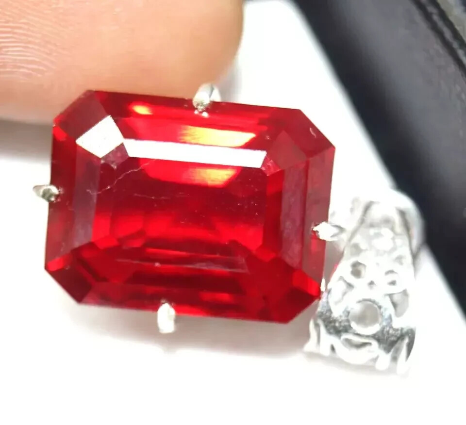 27 Ct Natural Red Ruby Emerald Cut Pendant AGL Certified Gemstone
