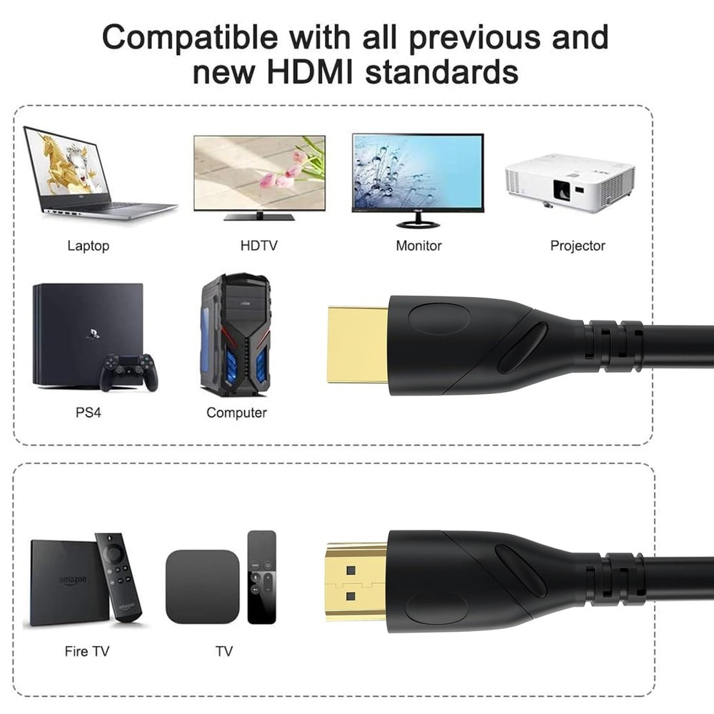 6ft HDMI 2.1 Cable: Experience 8K & 4K Quality with Ultra-Fast Data Transfer