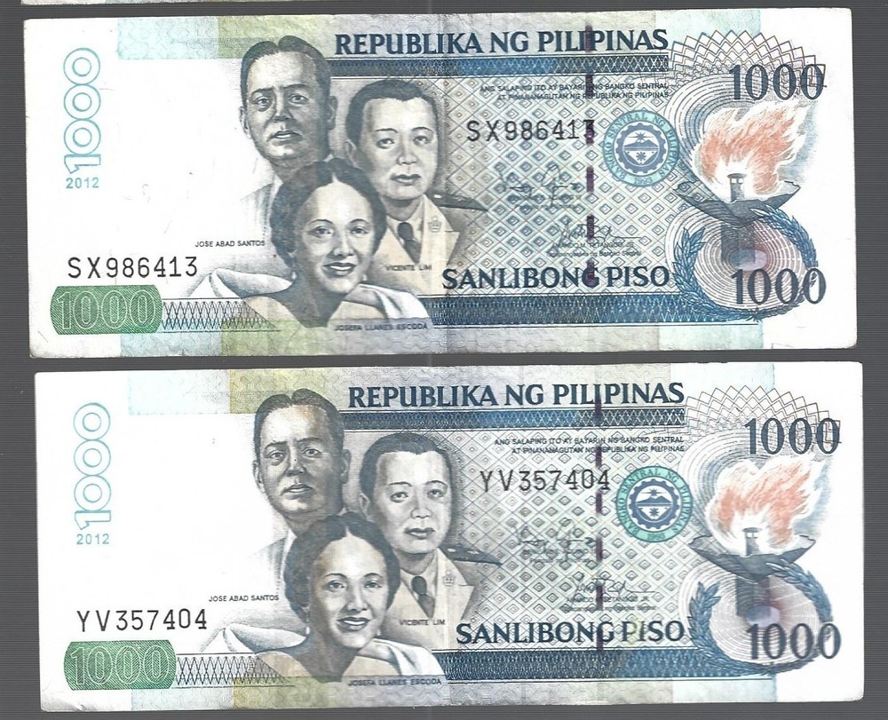Philippines 💥2012 ... 1x 1000 piso ... ONE NOTE 💥 Lot#4440