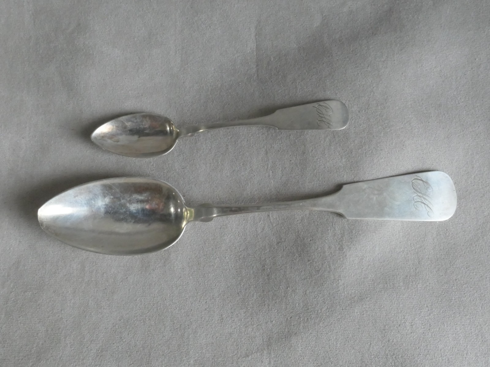 Two American Coin Silver Spoons FARRINGTON & HUNNEWELL Boston MA : 45.1g