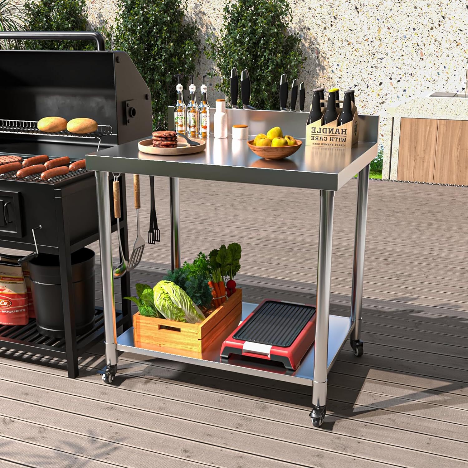 Stainless Steel Table with Shelves and Drawer Prep Table Work Tables Workbench