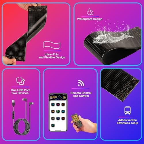 Devil Eyes LED Sign 2-Pack, Programmable LED Car Windshield 23.4×4.7 inch-2 PCS