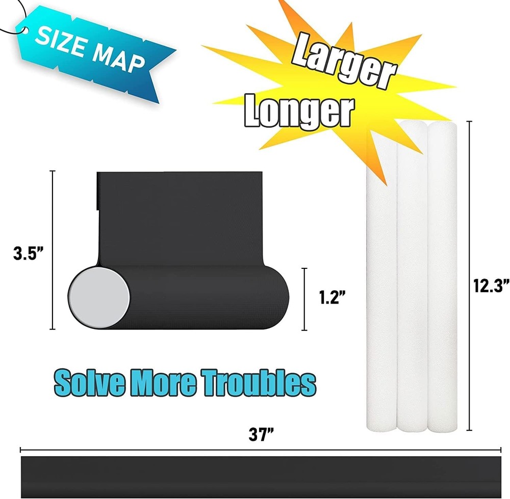 Door Draft Stopper Bottom One Sided Blockers，37" Cutable Black