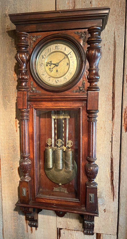 Antique Vienna Grand Sonnera Engraved Wall Regulator