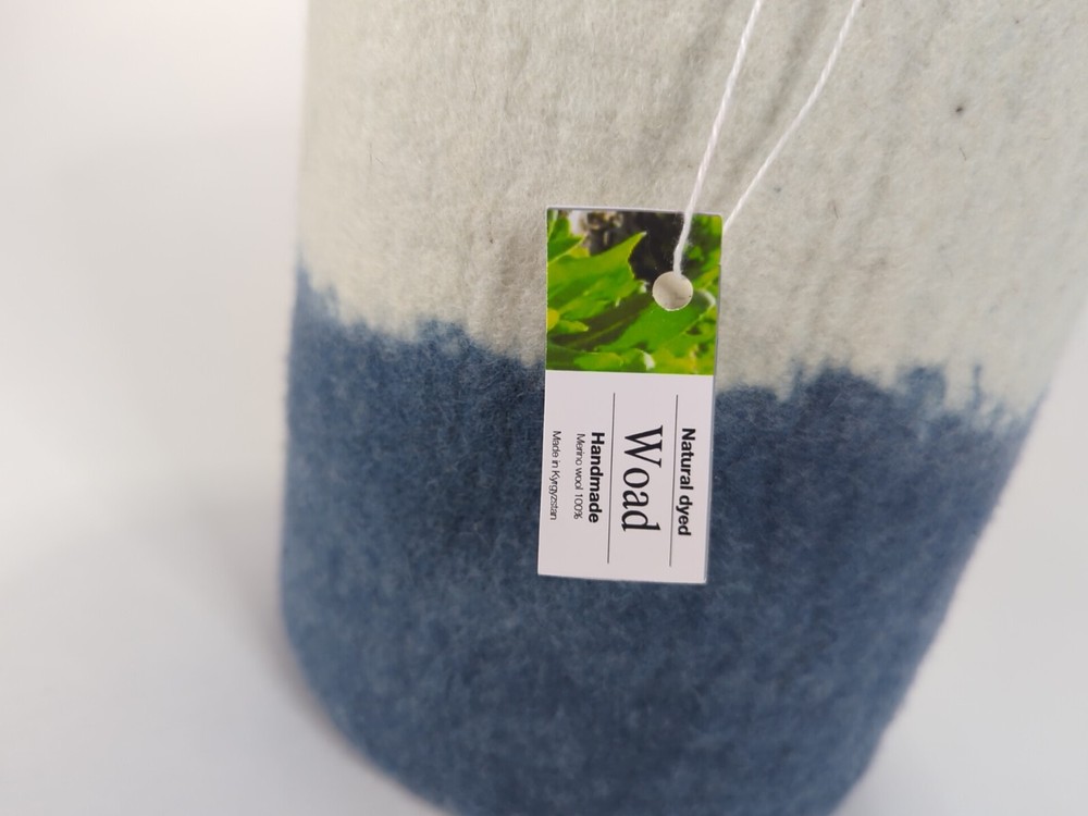 Felt Wool Basket Blue White Round Storage