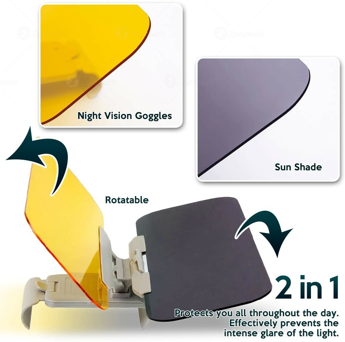 HD Car Sun Visor Extension Car Anti Glare Driving Tac Visor Universal Day Night