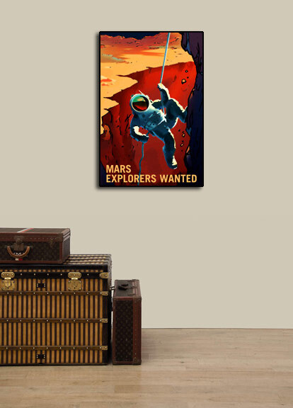 Retro Style Space Exploration Poster - Mars Explorers Wanted - 16x24