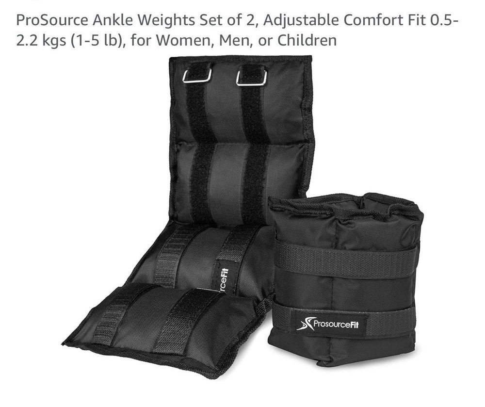 ProSource Adjustable Ankle Weights Set 1–5 lb Comfort Fit Pair