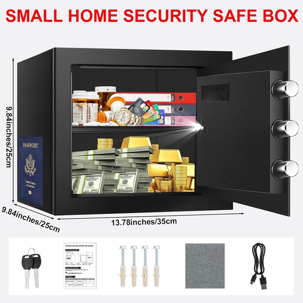 1.3 Cuft Safe Box Fireproof Waterproof, Digital Security Safes for Home Use Fire