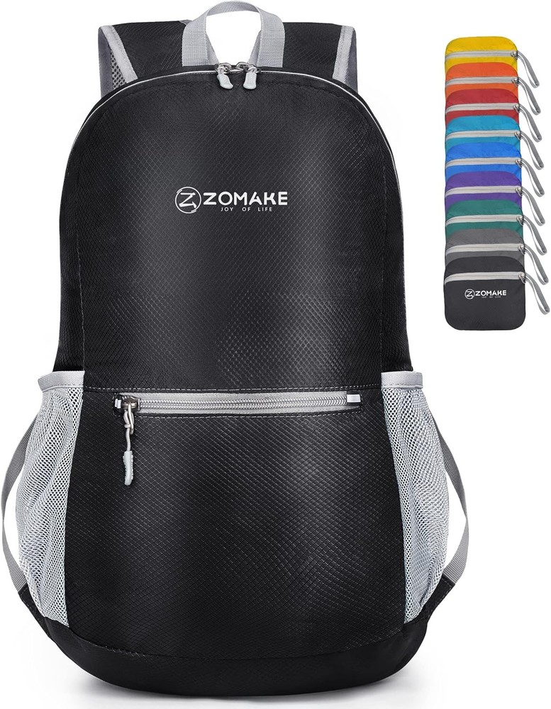 ZOMAKE Ultra Lightweight Hiking Backpack 20L, Packable Small Backpacks Black