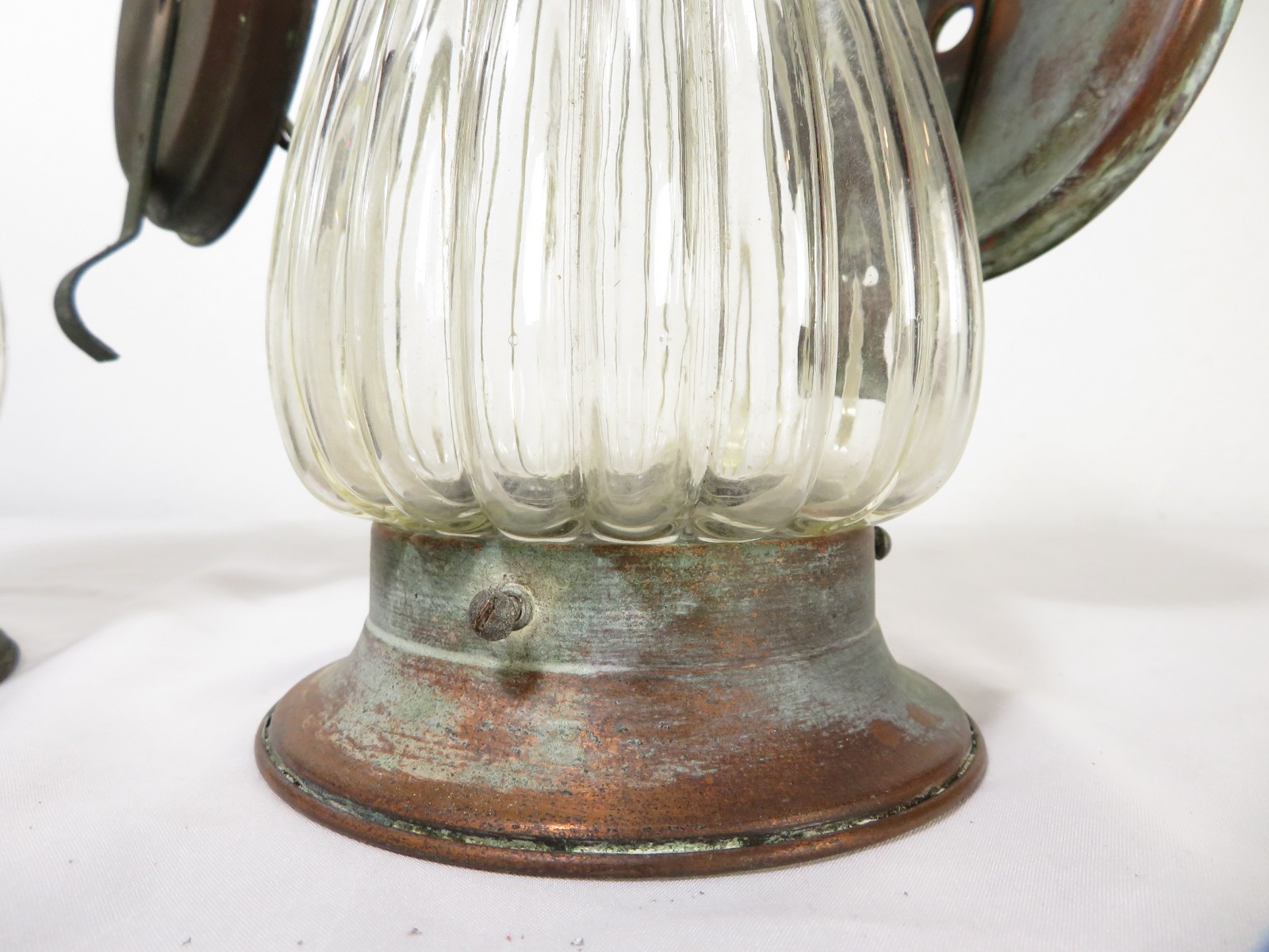 ANTIQUE Arts & Crafts COPPER TUDOR PORCH WALL SCONCE LAMP LIGHT PAIR Lantern