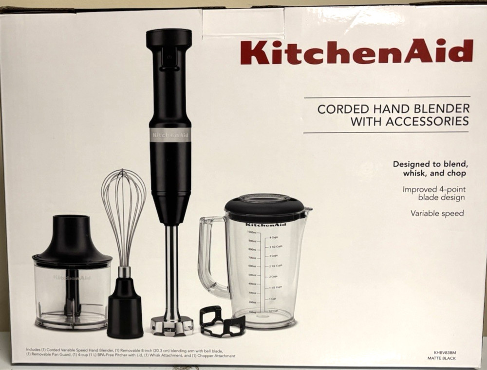 KitchenAid Corded Variable-Speed Hand Blender with Accessories, 6-Piece Set