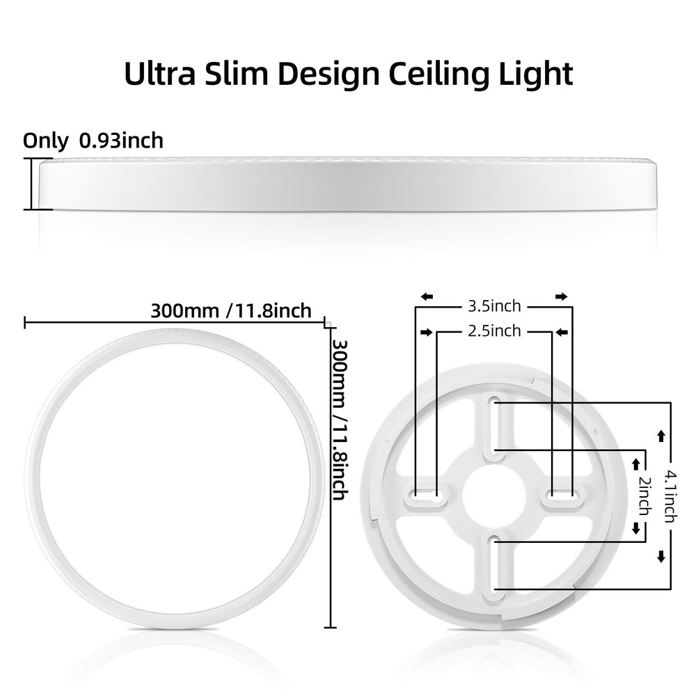 2 Pack Dimmable LED Flush Mount Ceiling Light 12in 28W 3100lm Smart App Control