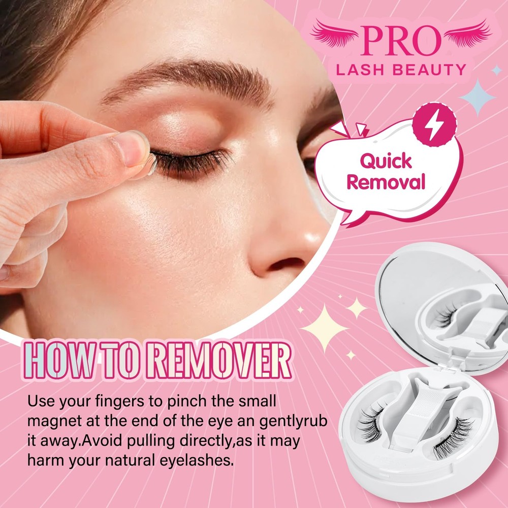 Magnetic Eyelashes Soft Magnetic Lashes With Applicator,3s Application 1s Rem...