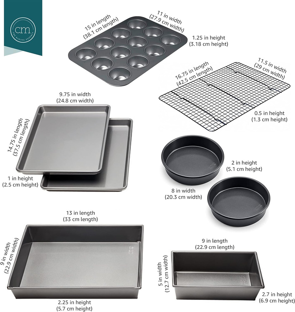 Professional Non-Stick 8-Piece Bakeware Set, Silver