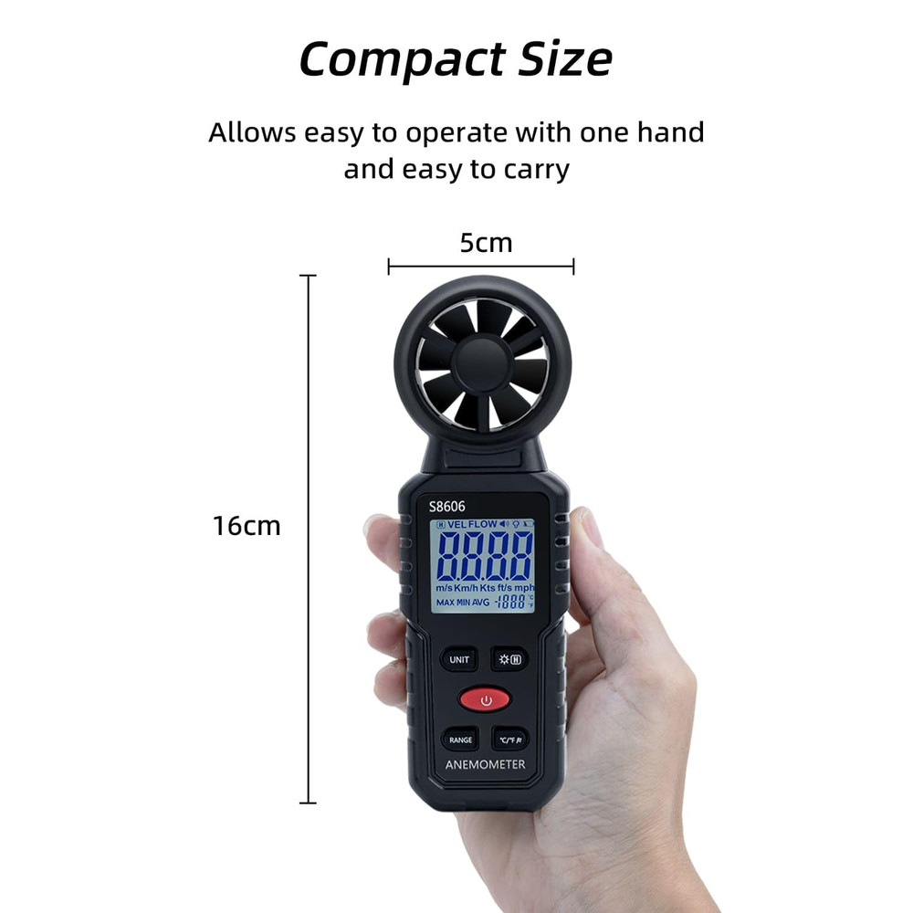 3 in 1 Handheld Digital Anemometer Wind Meter, High Precision Wind Speed Measuri
