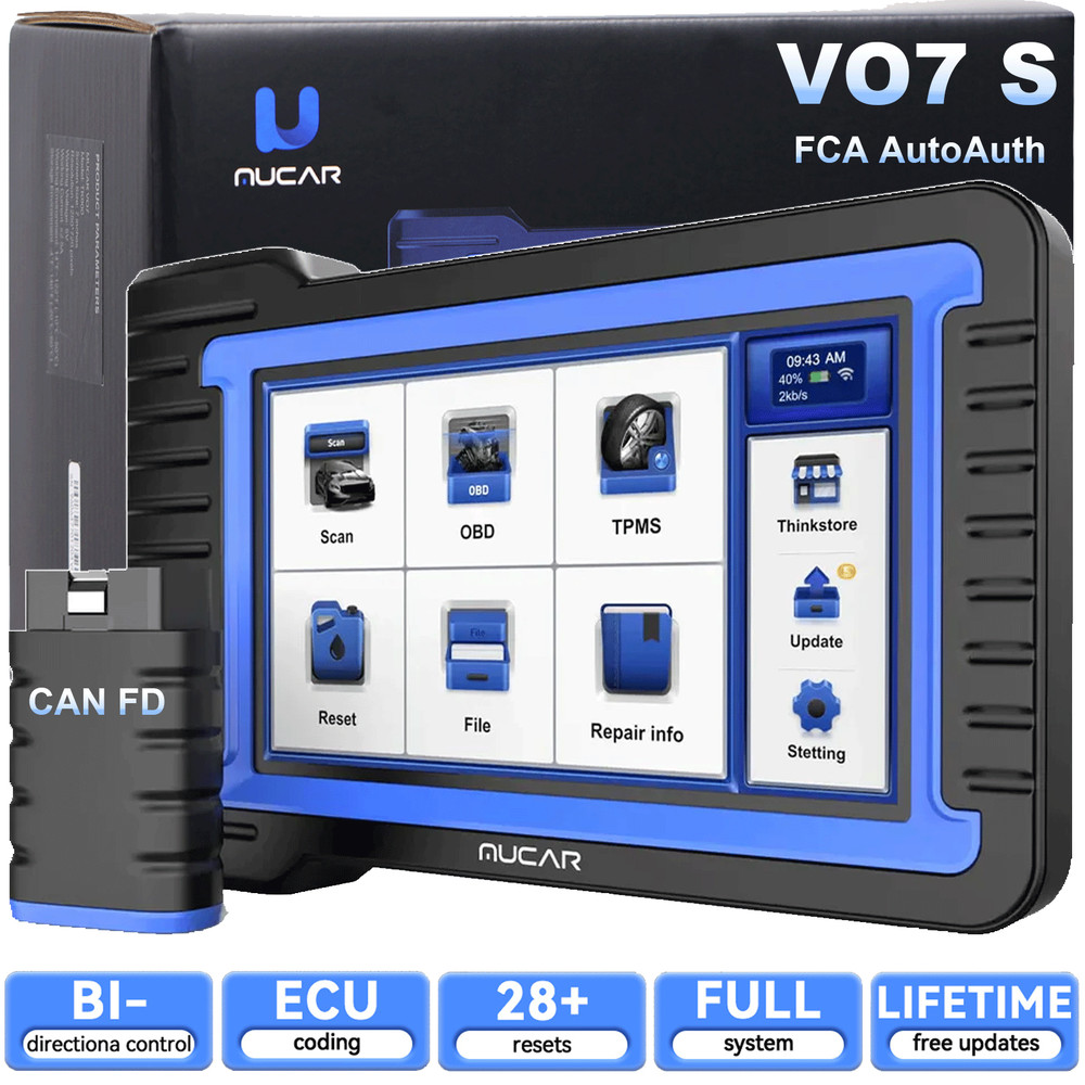 MUCAR VO7S Bidirectional Full Diagnostic Scanner Key Code Tool CANFD FCA Auth BT