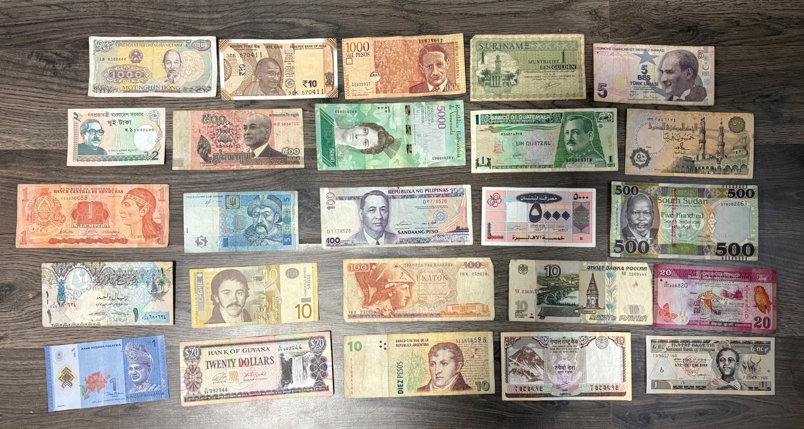 25 Banknotes DIFFERENT COUNTRIES Circulated Currency Foreign World Paper Money