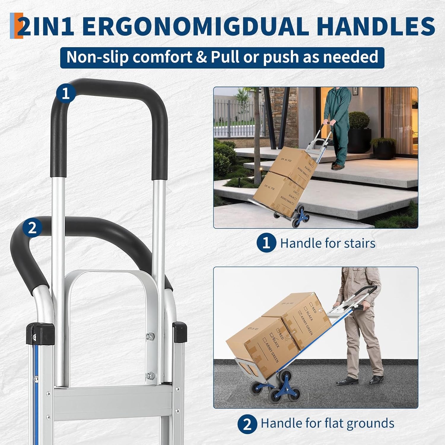 600 lbs Stair Climbing Dolly Cart Heavy-Duty Stair Climber Hand Truck 6 Wheels