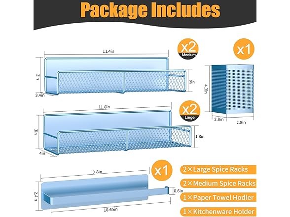 DTUQYX Magnetic Spice Rack 6pc Black 6 Pack