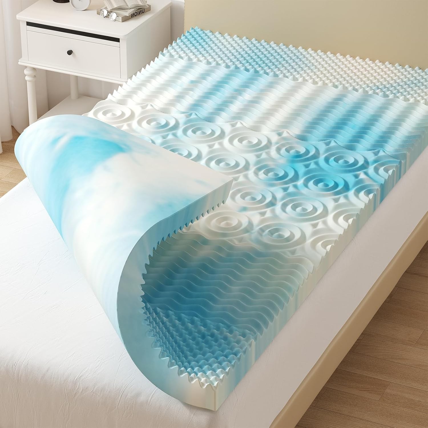 JHK 5-Zone Support Memory Foam Mattress Topper for Back&Hip Pain Pressure Relief