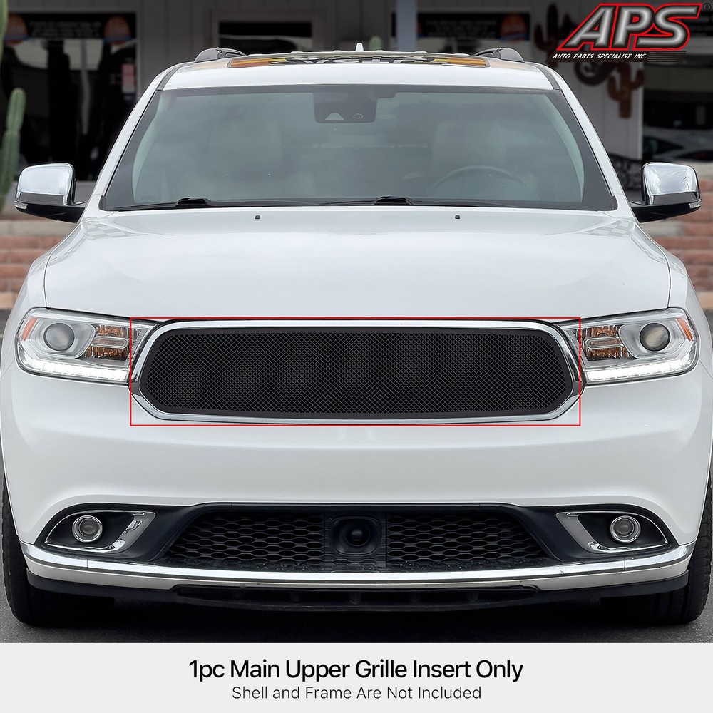 Fits 2014-2020 Dodge Durango Main Upper Stainless Black Mesh Grille Insert