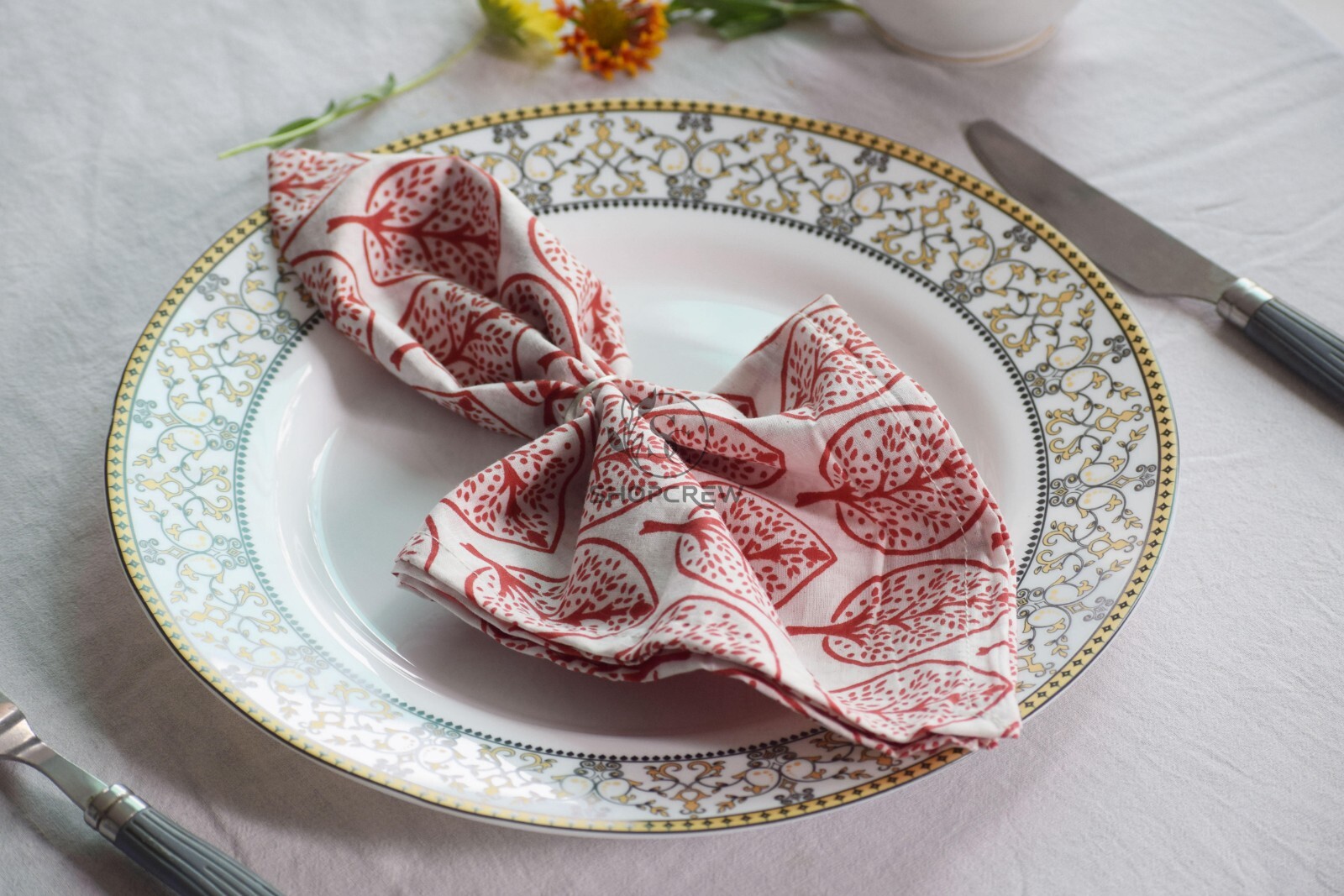 Assorted Hand Block Floral Printed Napkins 100 % Cotton Dinner Cloth Napkins