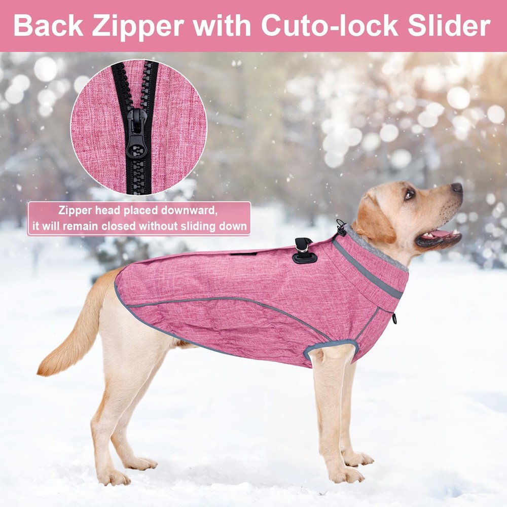 Malier Dog Coat, Reflective Jacket Waterproof Windproof Medium, Pink