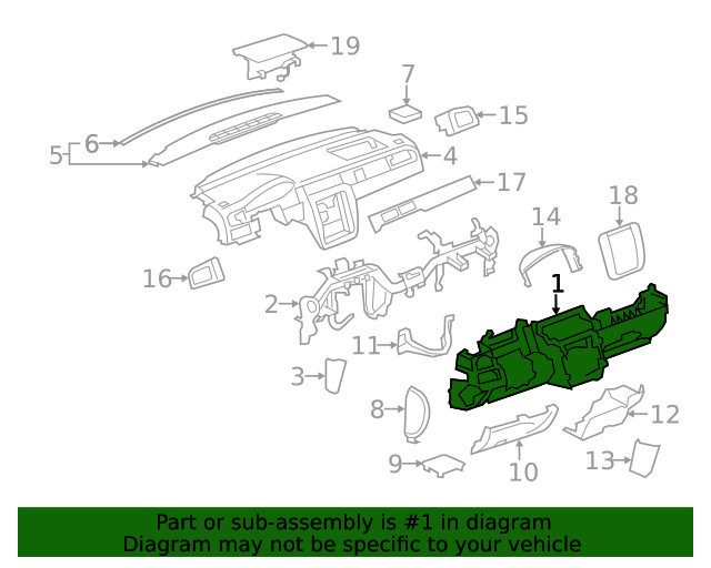 Genuine GM Light Titanium Instrument Panel Lower Trim Panel 25938046