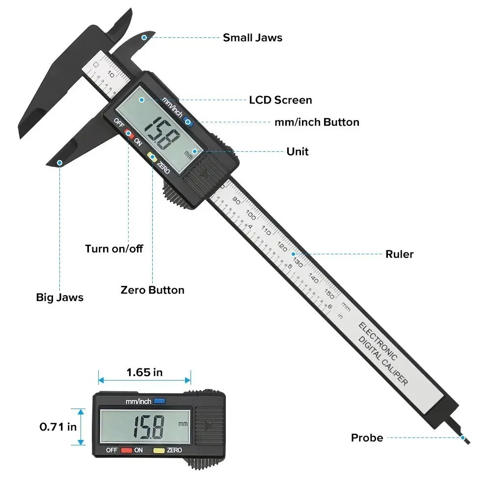150mm Digital Caliper Micrometer LCD Gauge Vernier Electronic Measuring Tool