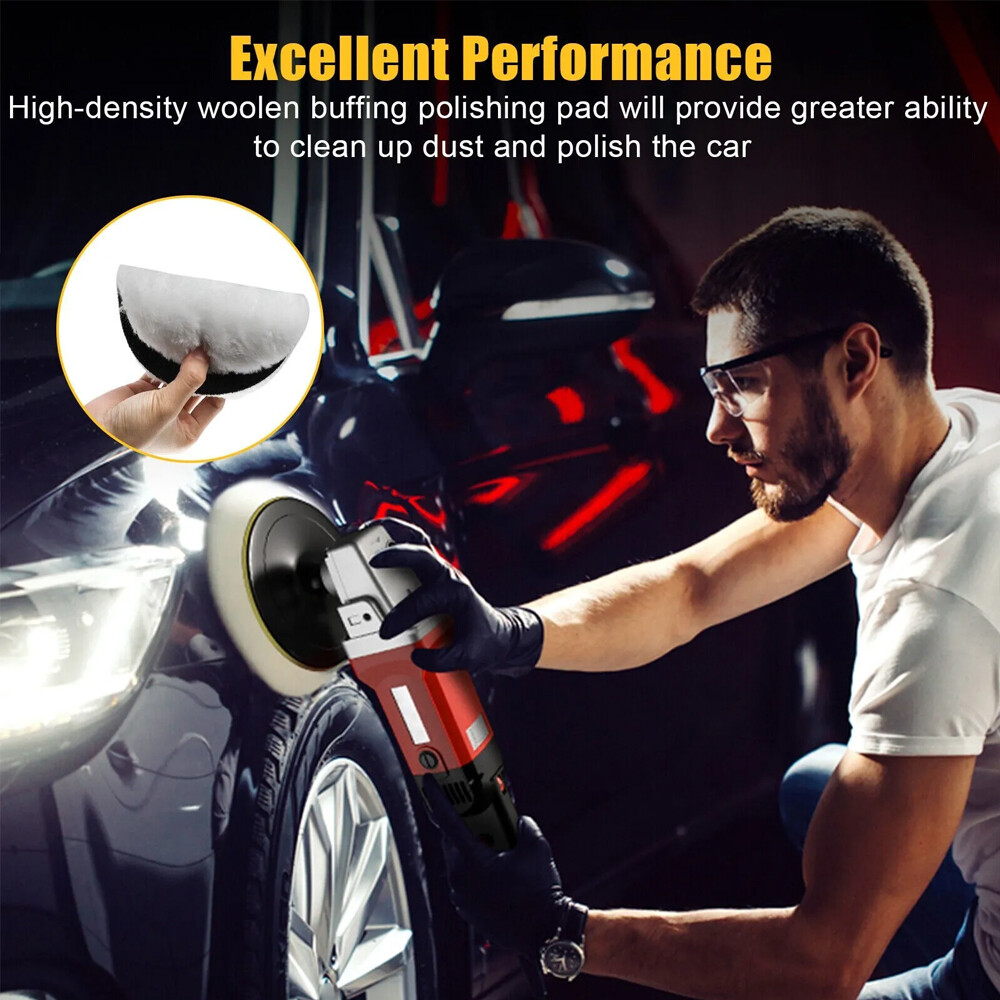 6" Buffing Polishing Pad Wool Wheel Mop Kit For Car Polisher Drill Adapter 5PCS