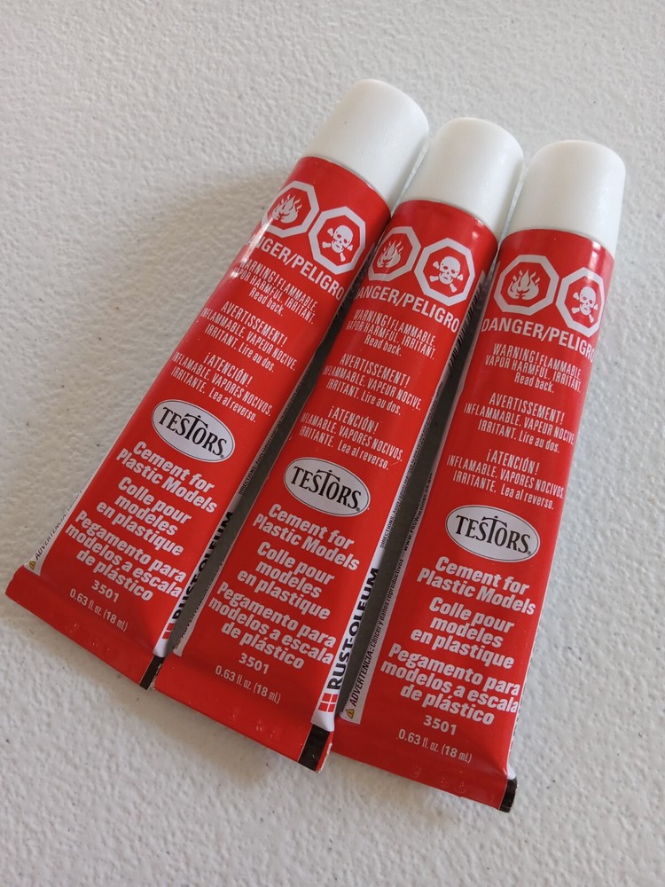 TES3501 Testors Cement for Plastic Models.  x 3 tubes - NEW!