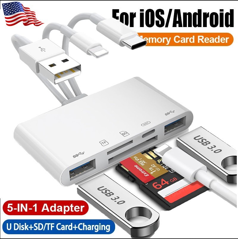 TF/SD Card Adapter Camera Reader Android Type-c +USB For iPhone/iPad