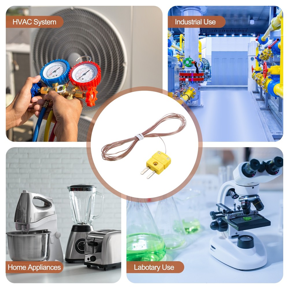 K Type Thermocouple Mini Connector Temperature Sensor 10ft, 1mm Wire