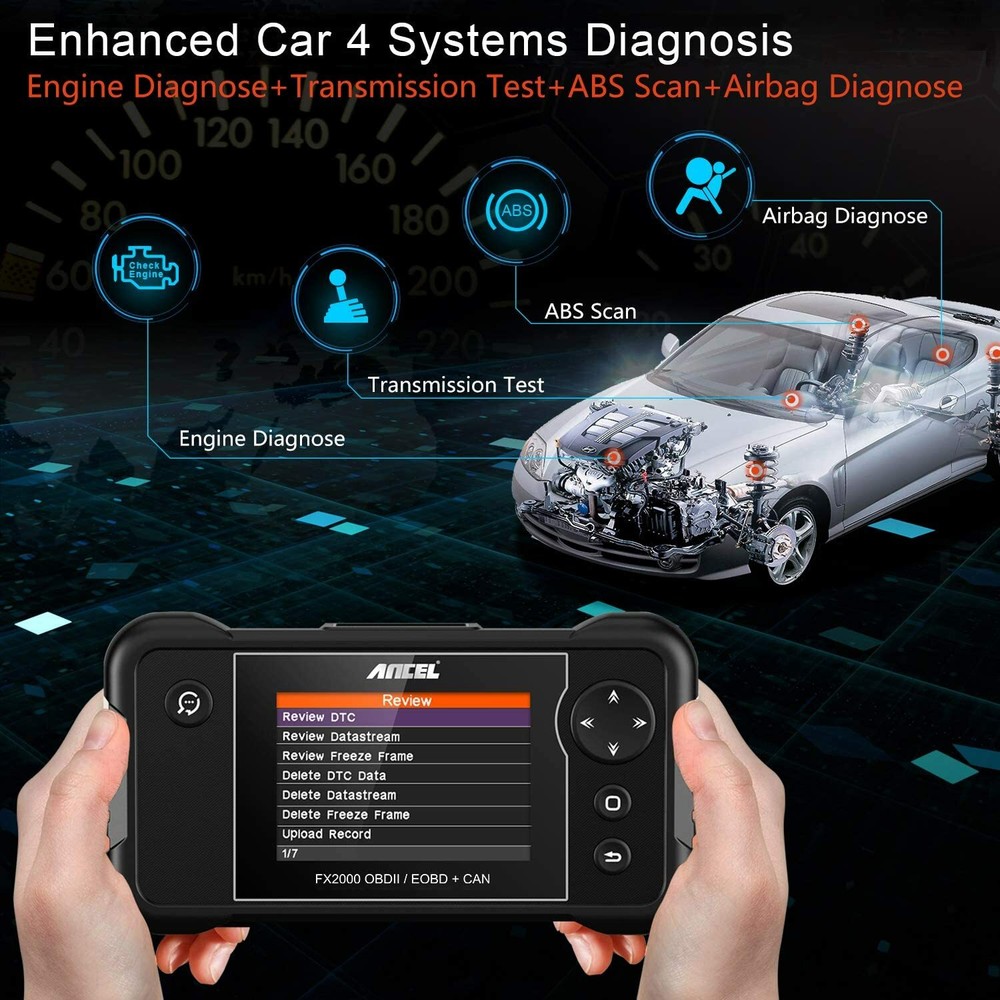 Automotive OBD2 Scanner Diagnostic Code Reader Car ABS SRS Transmission Engine