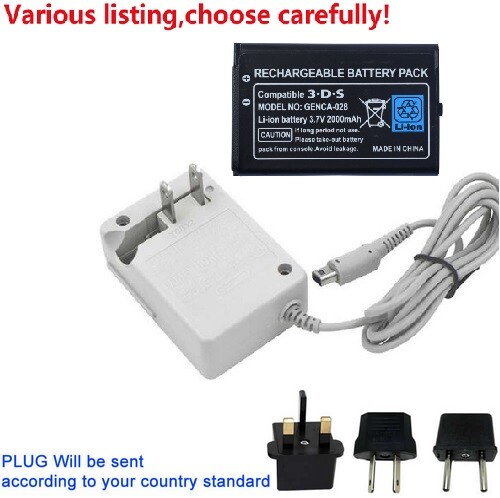 Battery or wall charger for Nintendo Switch Pro Controller 3DS 2DS XL CTR-003