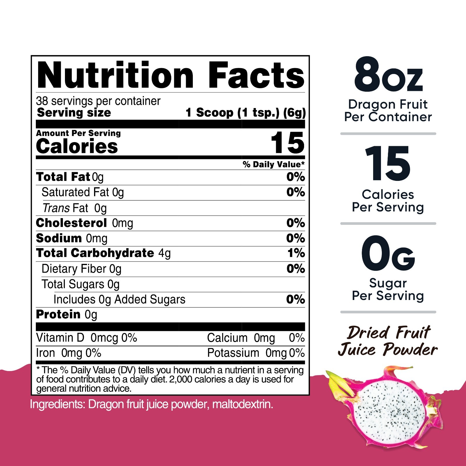 Nutricost Pantry Dragon Fruit Powder (8 oz) - Pitaya, Dried Dragon Fruit Juice