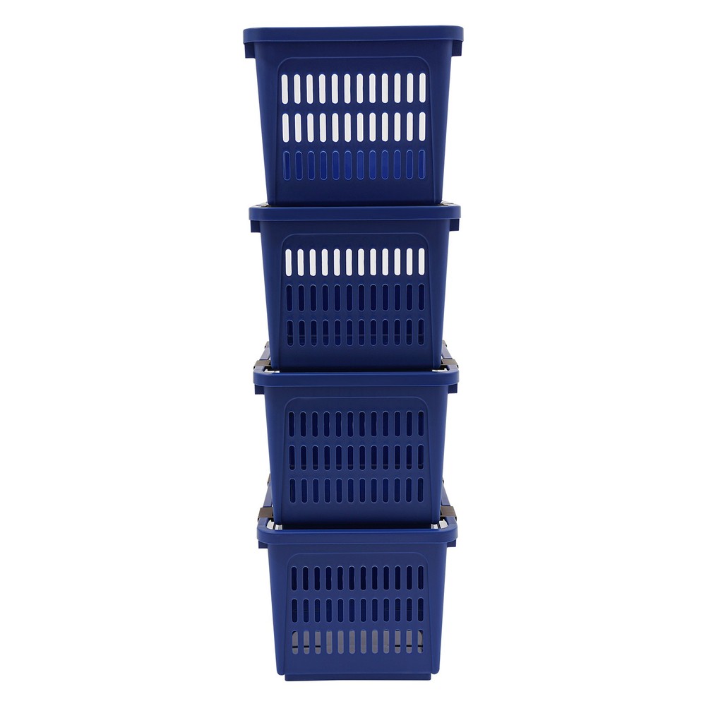 4 PCS Stacking Storage Baskets, PP Plastic Stackable Organizer Bins 76x34x24cm