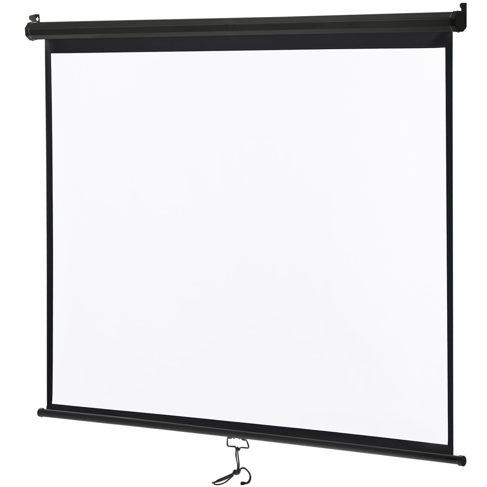 Projector Screen 72 Inch Diagonal Projection Screen Manual Pull Down 4:3HD Black
