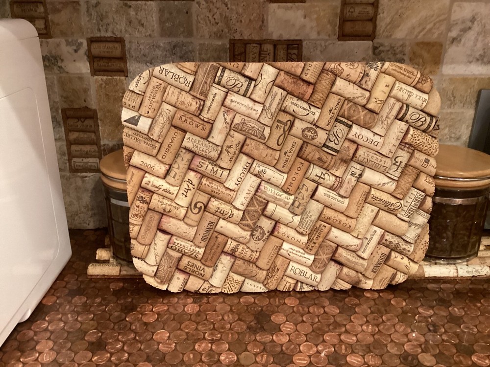 Large Cork Trivet (rectangle) bamboo base, From Wine Corks (plus, see below)