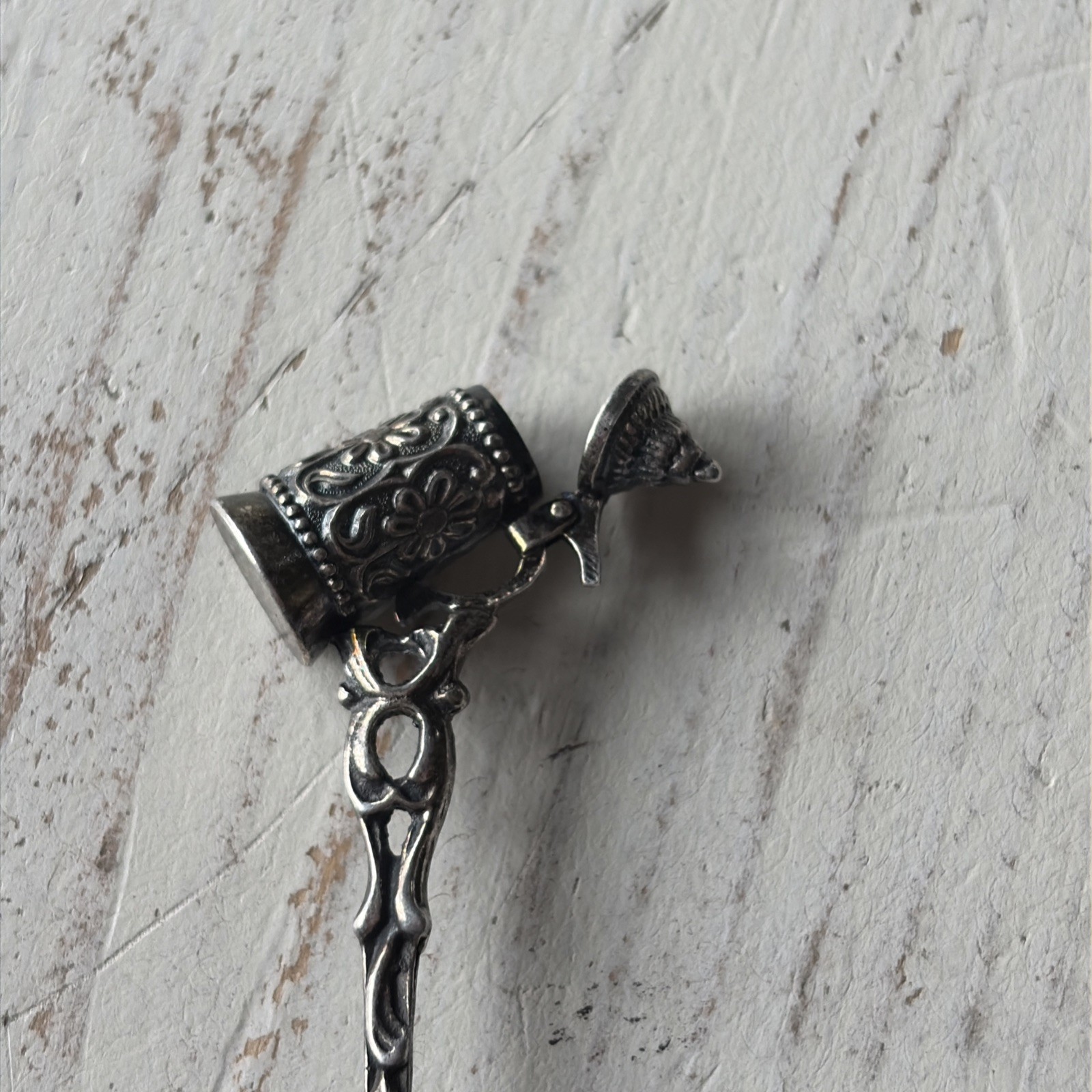 German Vtg Silver 800 Beer Stein moving parts souvenir spoon Germany Silber 800