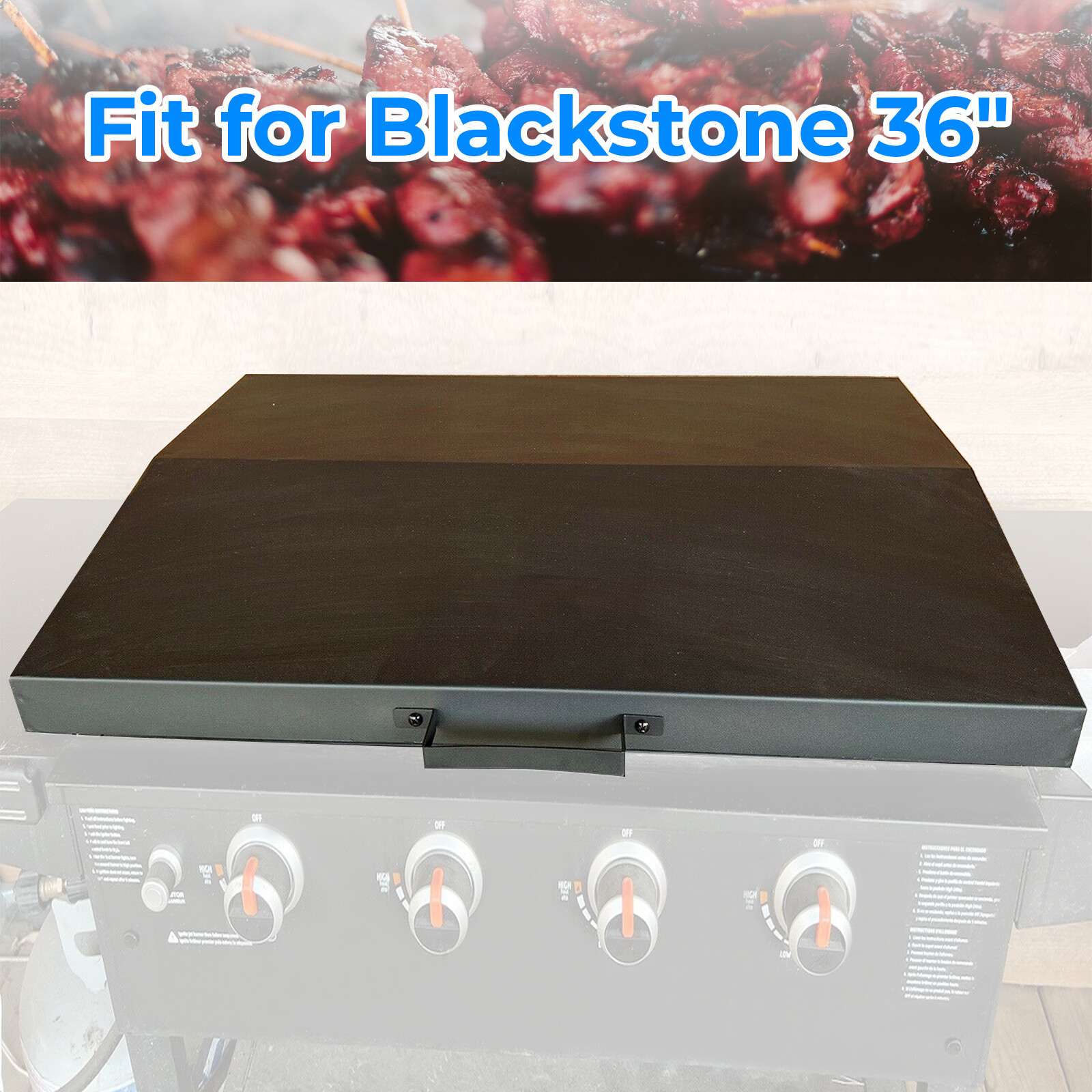 Hinged Lid for Blackstone 36 inch Griddle with Rear Grease Collection - Black