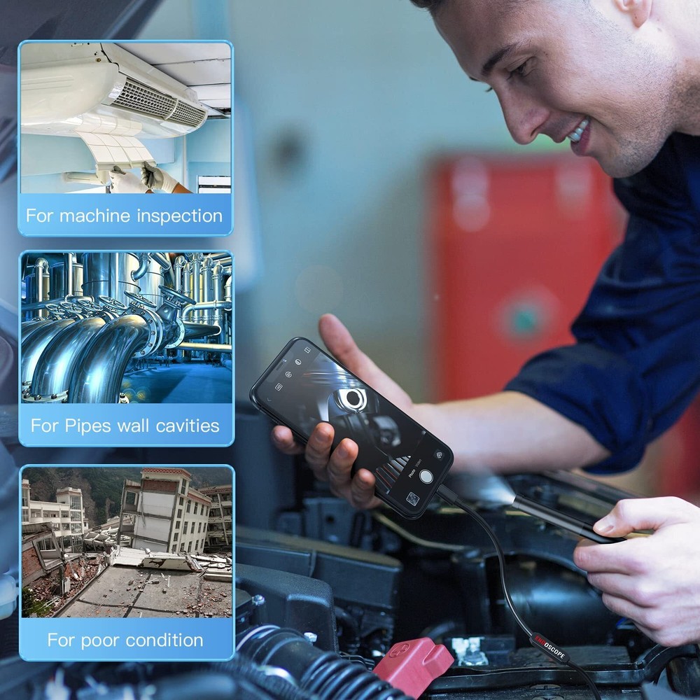 Endoscope Camera with 9.8ft Borescope Inspection Cameras for iPhone iPad/Android